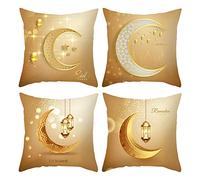 Uposao 4Pcs Housses De Coussin Décoratives Ramadan Housse De Coussin Décorative Modèle De Lune De Lanterne Aïd Musulman pour Fête Ramadan Kareemcanapé, Canapé, Lit, Décoration D'intérieur