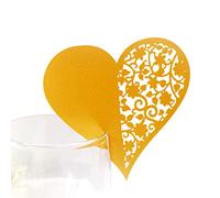 Uposao 50 Pièces Carte De Verre Marque Place Forme De Coeur, Ajouré Décoration De Table Carte Porte Lieu Table Nom Marque Place De Cartes pour Fête, Mariage, Danse, Verre À Vin