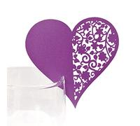 Uposao 50 Pièces Carte De Verre Marque Place Forme De Coeur, Ajouré Décoration De Table Carte Porte Lieu Table Nom Marque Place De Cartes pour Fête, Mariage, Danse, Verre À Vin