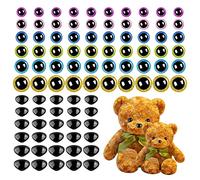 Uposao 90pcs Yeux Colorés Et Nez en Plastique pour Amigurumi, Yeux De Sécurité Yeux De Poupée en Plastique avec Rondelles pour Poupées en Peluche, Poupées Au Crochet, DIY Artisanat