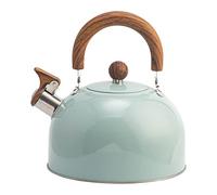 Uposao Bouilloire Sifflante Induction en Acier Inoxydable 3L Théières avec Sifflet D'Avertissement Théière Design Vintage avec Poignée Bois pour Cuisinière, Bouilloire Gaz, pour Thé, Café, Gris