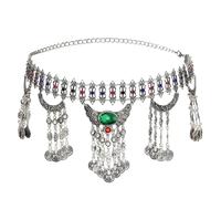 Uposao Ceinture à chaîne rétro pour femme - Franges - Danse du ventre - Ceinture en métal - Ceinture de plage