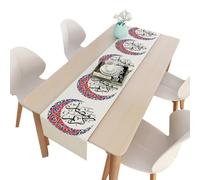 Uposao Chemin De Table Eid Ramadan Mubarak, Nappe De Mosquée en Lin Ramadan Décorations De Table Eid Mubarak Festival Musulman Islamique Décoration pour Le Dîner Fête De Fin D'année, 33cm x 180cm
