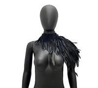 Uposao Collier Col Châle en Plumes Gothique Dames Plumes Naturelles Épaule en Halloween Costume Partie Foulard Cape Top