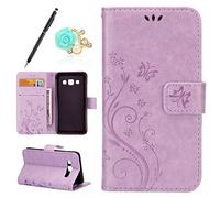 Uposao Compatible avec Galaxy A3 2015 Coque en PU Housse Étui Coque de Protection Cuir Relief Papillon Portefeuille Flip Case Cover Etui a Rabat Magnetique Support Stand Coque Galaxy A3 2015