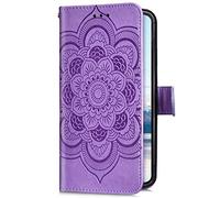 Uposao Compatible avec Huawei P Smart 2019 Coque Pochette Portefeuille Housse en Cuir,Luxe 3D Motif Mandala Fleur Étui à Rabat Magnétique Premium Coque Stand Folio Flip Case Cover Wallet,Violet