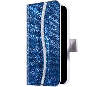Uposao Coque Galaxy A10 Pochette Portefeuille en Cuir,Glitter Bling Paillette Brillante Diamant Housse Étui à Rabat Folio Flip Case Cover Wallet Coque de Protection Galaxy A10,Bleu