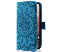 Uposao Coque Galaxy J5 2015 Housse en PU Pochette Portefeuille Cuir Coque Protection Etui Flip Cover Clapet Complet Coque a Rabat 3D Mandala Motif Portable Housse Coquille pour Galaxy J5 2015,Bleu