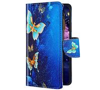 Uposao Coque Galaxy S20 Housse Portefeuille en Cuir,Jolie Motif Coque à Rabat Magnetique Fermeture éclair Emplacement Carte Stand Clapet Folio Flip Case Étui Cuir Protection,Papillon Doré