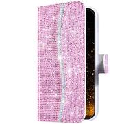Uposao Coque Galaxy S9 Plus Pochette Portefeuille en Cuir,Glitter Bling Paillette Brillante Diamant Housse Étui à Rabat Folio Flip Case Cover Wallet Coque de Protection Galaxy S9 Plus,Rose