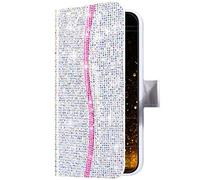Uposao Coque Huawei P30 Lite Pochette Portefeuille en Cuir,Glitter Bling Paillette Brillante Diamant Housse Étui à Rabat Folio Flip Case Cover Wallet Coque de Protection Huawei P30 Lite,Argent