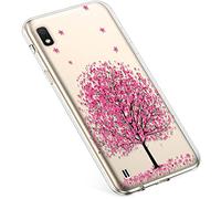 Uposao Coque pour Galaxy A10 Silicone Etui, Galaxy A10 Coque Transparent avec Motif Fleur Crystal Clear Case Premium Semi Hybrid Ultra Mince Slim Soft TPU Antichoc Bumper,Arbre de Cerise