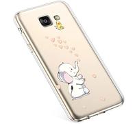 Uposao Coque pour Galaxy A3 2016,Etui Galaxy A3 2016 Coque Silicone Transparente Motif Cute Animal élégante Fleur Housse Etui Souple TPU Gel Antichoc Coque pour Galaxy A3 2016,éléphant