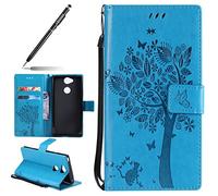 Uposao Coque Xperia XA2 Housse de téléphone, Xperia XA2 Coque à Rabat Pochette Portefeuille Imprimé Chat Papillon Arbre 3D Bookstyle PU Premium Folio Flip Case Stand Housse Xperia XA2