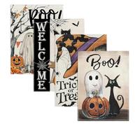 Uposao Drapeau d'Halloween double face Jardin Cour Drapeaux chats citrouille fantôme Halloween Bannière Trick or Treat Boo Halloween Jardin Décoration pour Halloween Décoration intérieure et