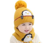 Uposao Écharpe De Bonnet Hiver pour Bébé Hiver Pompom 1-4 Ans Tricotés Bonnet Écharpe Ensemble Enfants épaissir Polaire Thermique Cache-Cou pour Enfants Garçons Filles
