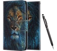 Uposao Galaxy A70 Coque de Protection Etui en Cuir PU Leather, Paillettes Glitter 3D Effet Motif Coloré Housse à Rabat Magnétique Portefeuille Pochette Clapet Stand Flip Case,Lion