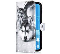 Uposao Galaxy J6 2018 Coque Étui à Rabat en Cuir PU,3D Effet Motif Coloré Fleur Pochette Portefeuille Housse Paillettes Glitter Folio Flip Case Stand Coque pour Galaxy J6 2018,Husky