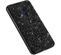 Uposao Glitter Coque pour One Plus 8 Pro,Paillettes Strass Brillante Bling Glitter,IMD Design Coque PC Rigide Back Cover + Cadre de Souple Silicone TPU Antichoc Robuste Coque Housse Étui,Noir