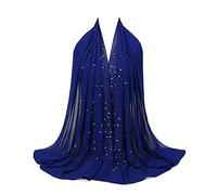 Uposao Hijab Femme Musulmane en Mousseline Foulard Tête Long Châle avec Perles Femmes Musulman Bandeaux Chapeaux Turban Echarpes Voilée Châle Islamique Bonnet Respirant Voile Enfilable