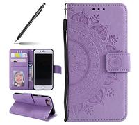 Uposao Housse Etui 8,Etui 7 Coque en PU, Flip Cover Case Bumper Coque de Protection Pochette Portefeuille en Cuir à Rabat Clapet étui Mandala Ultra Slim Coque pour 7/8,Violet