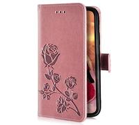 Uposao Huawei Mate 10 Lite Coque,Housse en Cuir Pochette Portefeuille PU Coque à Rabat Magnétique Clapet Flip Case Fonction Stand,Carte Slot Coque Etui pour Huawei Mate 10 Lite,Rose Gold