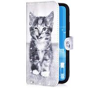 Uposao Huawei P20 Lite Coque Étui à Rabat en Cuir PU,3D Effet Motif Coloré Fleur Pochette Portefeuille Housse Paillettes Glitter Folio Flip Case Stand Coque pour Huawei P20 Lite,Chat Sourire