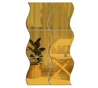 Uposao Lot De 6 Miroir Autocollant Mural Argenté Miroir Murale Adhesif Forme en Vagues 3D Décoration Muraux DIY Decal Miroir de Style pour Décoration Bureau Maison Chambre Le Salon