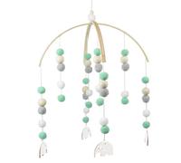 Uposao Mobile pour bébé - En bois - Carillon éolien - Jouet avec balles en feutre - Pour nouveau-né - Cloche de lit suspendue - Carillon mobile à pompons - Pour lit d'enfant, éléphant - Vert