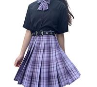 Uposao Mode Taille Haute Jupe plissée Mini Jupes Harajuku Style coréen Mignon Kawaii Jupes pour Filles Plaid Jupe plissée Femmes