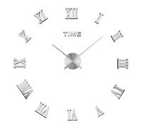 Uposao Moderne DIY Grand Pendule Murale 3D Mirror Stickers Horloge Montre Murale Horloge Moderne sans Cadre Chiffres Romains Montre Murale Home Office Décoration Amovible