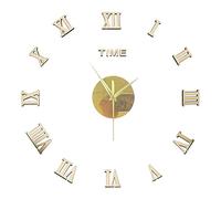 Uposao Moderne DIY Grand Pendule Murale 3D Mirror Stickers Horloge Montre Murale Horloge Moderne sans Cadre Chiffres Romains Montre Murale Home Office Décoration Amovible