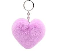 Uposao Porte-clés en Peluche en Forme De Coeur Boule De Cheveux Doux Pompons Moelleux Ornement De Porte-clés Doux en Peluche Accessoire De Pendentif pour Filles Femmes