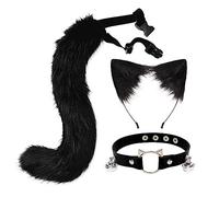 Uposao Queue De Fourrure De Renard Cosplay Costume Fête Super Énorme Queue De Renard en Fausse Fourrure avec Oreilles Et Collier De Cloches pour Halloween, Noël, Fête Costumée