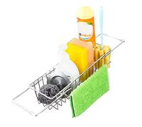 Uposao Rangement Evier Cuisine, Porte-éponge Extensible, égouttoir Télescopique Organisateur en Acier Inoxydable 30-47cm Porte-Serviettes Vidange Rapide Multifonctionnel pour Cuisine Salle De Bains