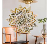 Uposao Stickers Muraux Mandala Coloré Grands Autocollants Muraux Mandalas Sticker Mural Floral Bohème pour Fille Femme Salle de Bain Salon Chambre Enfants Bébé Décoration