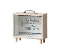 Uposao Tirelire en Bois, Cagnotte Voyage en Bois Massif Transparent