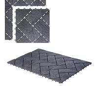 UPP dalles extérieures de jardin, terrasse, piscine, balcon I Avec système de clips I Dimensions: 30x30 cm par dalle I Effet Ardoise I En plastique résistant aux intempéries I 6 pièces I 0,54m²