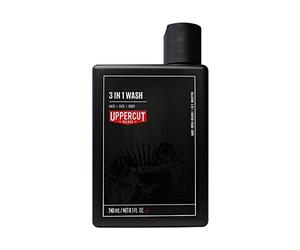 Uppercut Deluxe 3 en 1 Lavage pour Cheveux, Visage et Corps, Un Lavage Doux Adapté à Tous les Types de Cheveux avec de l'Huile de Noix de Coco Ajoutée, Parfum Bay Rum, 240ml