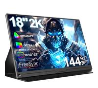 UPPERFECT Moniteur portable 144 Hz 2K QHD 2560 x 1600 100 % DCI-P3 Freesync HDR Écran mat avec HDMI/Type-C, écran de voyage pour PC/ordinateur portable/PS/téléphone