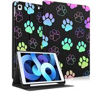 Uppuppy for iPad 9th/8th/7th Generation Case 10.2 inch Girls Cute Kids Women Folio Smart Cover with Pencil Holder Paw Print Cool Design Funny Kawaii Teens Cases for iPad 7/8/9 Gen A2602 A2270 A2197