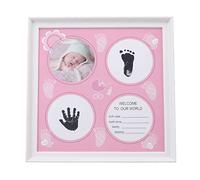 UPQRSG Kit D'Empreintes de Mains et de Pieds de Bébé, Kit D'Empreintes de Mains de Bébé Nouveau Né pour Garçons Filles, Cadre Photo Avec Tampon Encreur Safe Clean Touch pour Nouveau Nés(Rose)