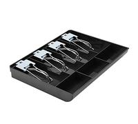 UPQRSG Plateau de rechange pour caisse enregistreuse, 32,7 x 24,9 x 3,6 cm, 4 billets, 3 petites caisses de rangement avec clip en métal (noir)