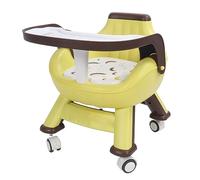 UPQRSG Siège Rehausseur pour Table À Manger, Siège Rehausseur Healthy Care Deluxe, Siège D'Alimentation pour Bébé Avec 4 Roues Verrouillables, Dossier Coussin Sonore, Protection de la Colonne(Jaune)