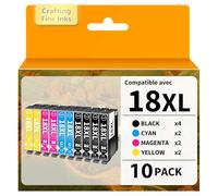 UPRIIN Pack de 10 18XL Cartouche d'encre pour Epson 18XL pour Expression Home XP-205 XP-305 XP-322 XP-405 XP-425 XP-415 XP-315 XP-212