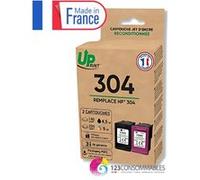 UPRINT Pack de 2 cartouches d'encre remanufacturées HP 304 noire et couleur ¿ Fabriquées en France