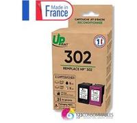 UPRINT Pack de 2 cartouches d'encre remanufacturées UPRINT HP 302 noire et couleur - Fabriquées