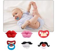 Upriver Tetine Bibs, Lot De 6 Silicone Tétines Amusantes De Bébé En Souple Tetine Mam 2 À 36 Mois Pour Nourrissons Noël Halloween Fête Animal Football Gentleman Moustache Lèvres Dents