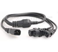 UPS PDU Server Y Splitter Power Cord IEC320 C14 to 2 x C13 10A 250V Extension Cable (3 x C13 1m)