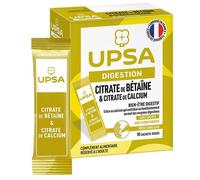 UPSA Citrate de Bétaïne & Citrate de Calcium sans Sucres Bien-Être Digestif 10 sachets